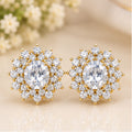 Crystal Floral Gold-Tone Stud Earrings
