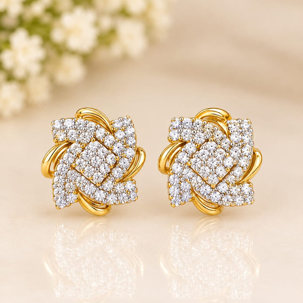 Crystal Knot Gold-Tone Stud Earrings