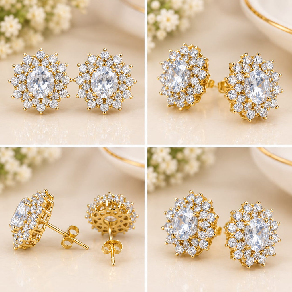 Crystal Knot Gold-Tone Stud Earrings