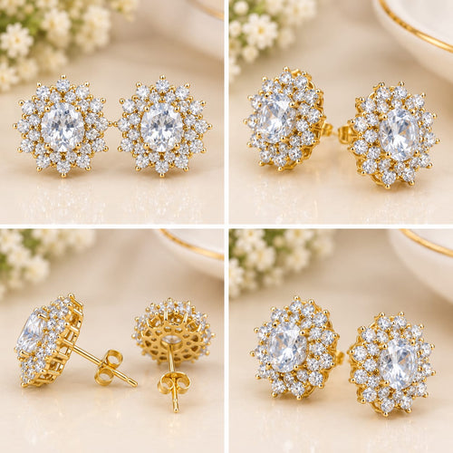 Crystal Knot Gold-Tone Stud Earrings