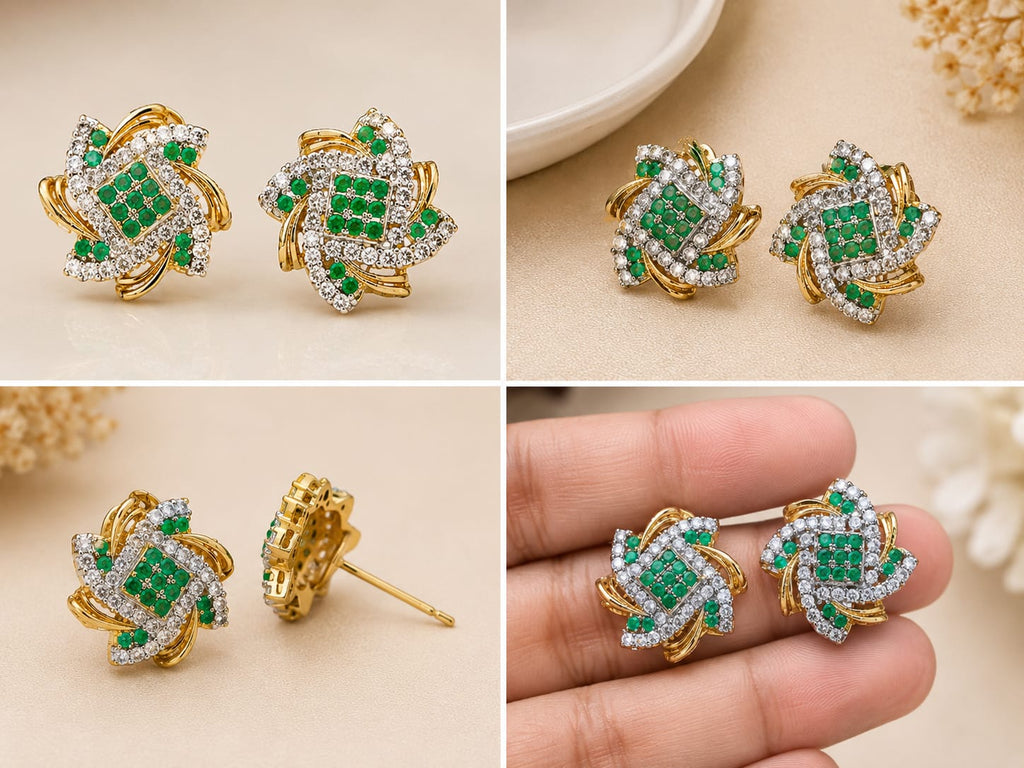 Emerald Crystal Gold-Tone Statement Earrings