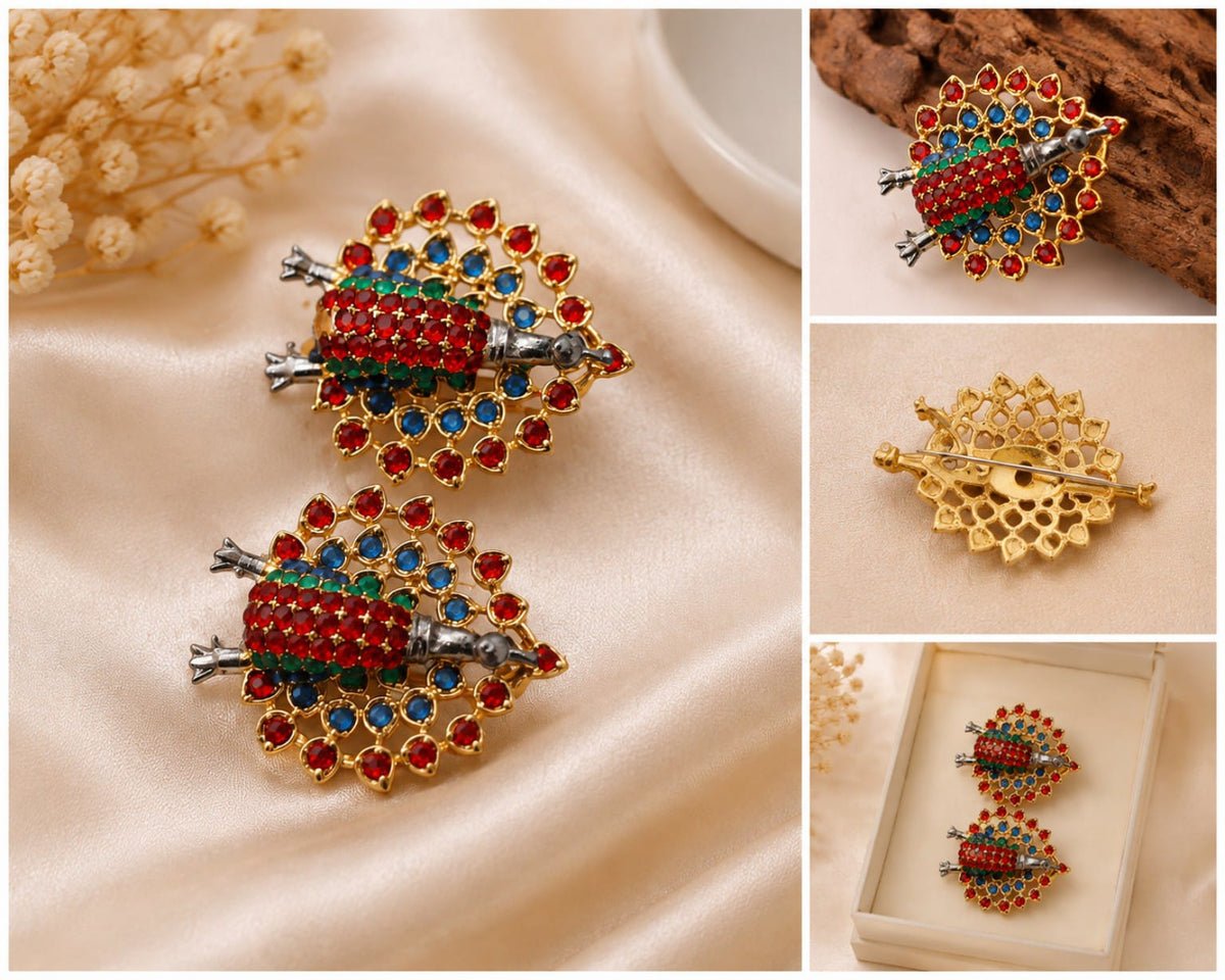 Majestic Peacock Gold Plated Statement Earrings