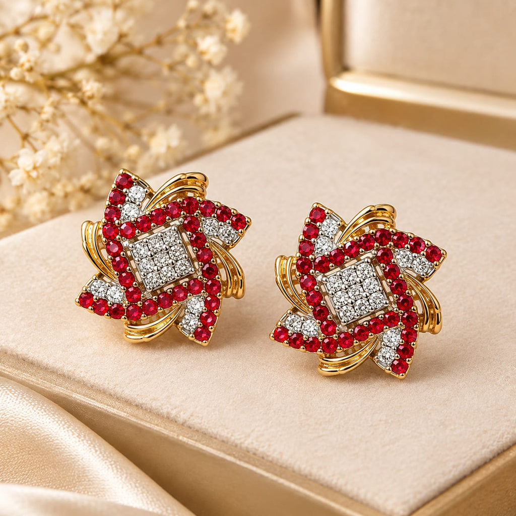 Ruby Crystal Gold-Tone Statement Earrings