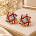 Ruby Crystal Gold-Tone Statement Earrings