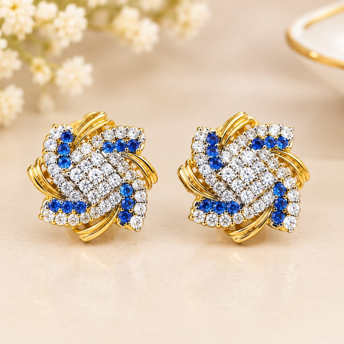 Sapphire Crystal Gold-Tone Statement Earrings
