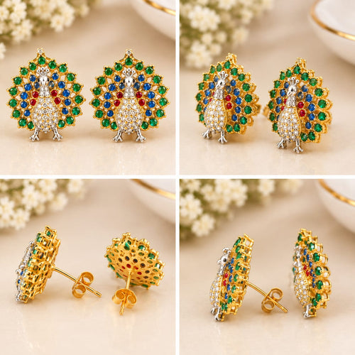 Emerald Peacock Statement Earrings
